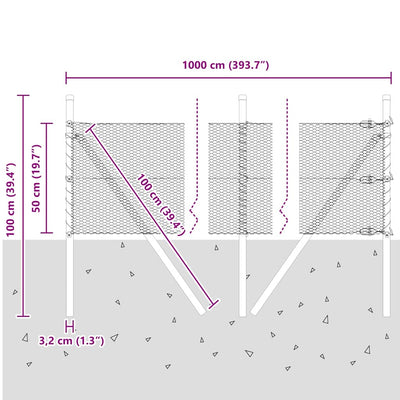 Aita paalujen kanssa Hopea 0.5 x 10 m
