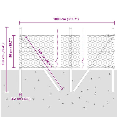 Aita paalujen kanssa Hopea 0.5 x 10 m