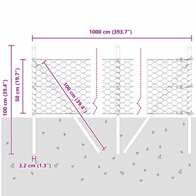 Aita paalujen kanssa Hopea 0.5 x 10 m