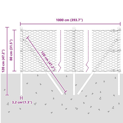 Aita paalujen kanssa Hopea 0.8 x 10 m