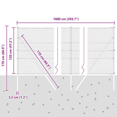 Aita paalujen kanssa Hopea 1.2 x 10 m