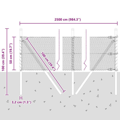 Aita paalujen kanssa Hopea 0.5 x 25 m