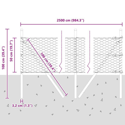 Aita paalujen kanssa Hopea 0.5 x 25 m