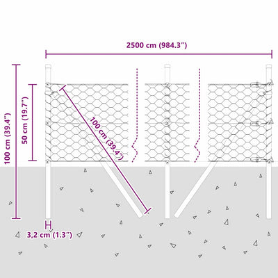 Aita paalujen kanssa Hopea 0.5 x 25 m