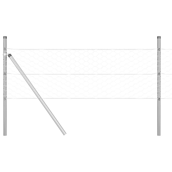 Kuusikulmainen aidan maapohjauskappale 25 x 0,6 m Hopea Verkko