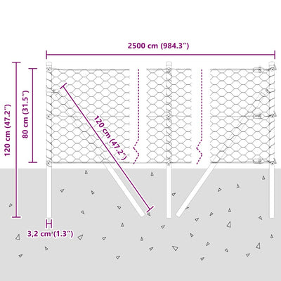Aita paalujen kanssa Hopea 0.8 x 25 m