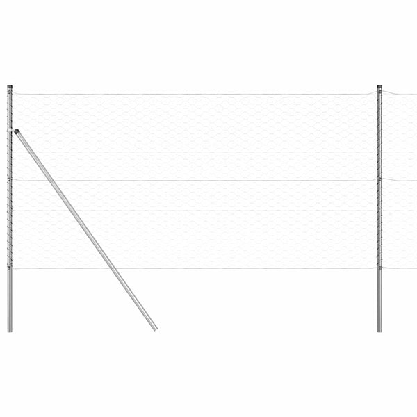 Kuusikulmainen aidan maapohjauskappale 25 x 1 m Hopea Verkko