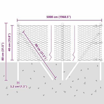 Aita paalujen kanssa Hopea 0.4 x 50 m