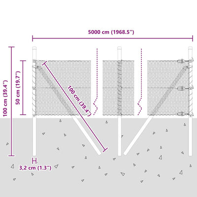 Aita paalujen kanssa Hopea 0.5 x 50 m