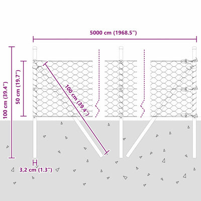 Aita paalujen kanssa Hopea 0.5 x 50 m
