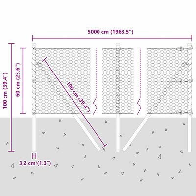 Aita paalujen kanssa Hopea 0.6 x 50 m