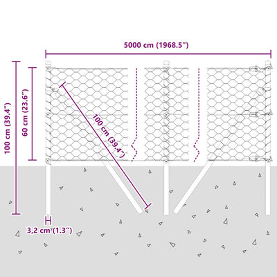 Aita paalujen kanssa Hopea 0.6 x 50 m