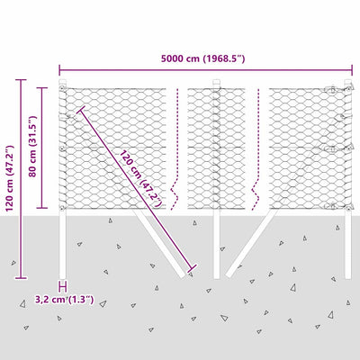 Aita paalujen kanssa Hopea 0.8 x 50 m