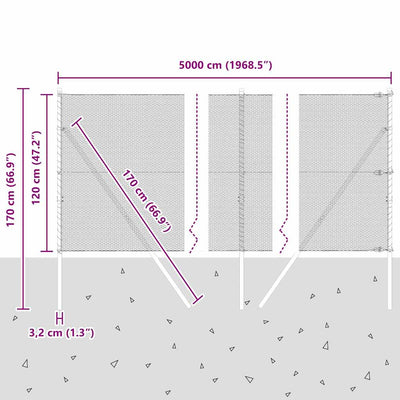 Aita paalujen kanssa Hopea 1.2 x 50 m