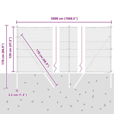 Aita paalujen kanssa Hopea 1.2 x 50 m