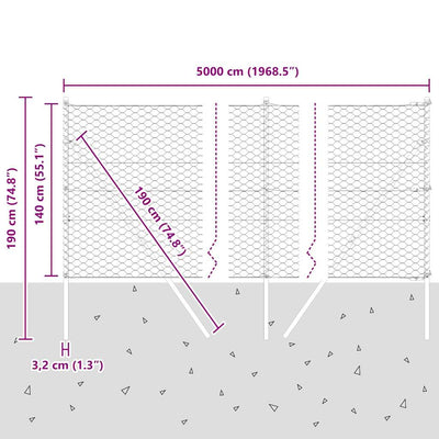 Aita paalujen kanssa Hopea 1.4 x 50 m
