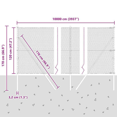 Aita paalujen kanssa Hopea 1.2 x 100 m