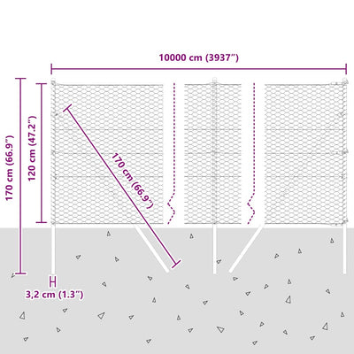Aita paalujen kanssa Hopea 1.2 x 100 m