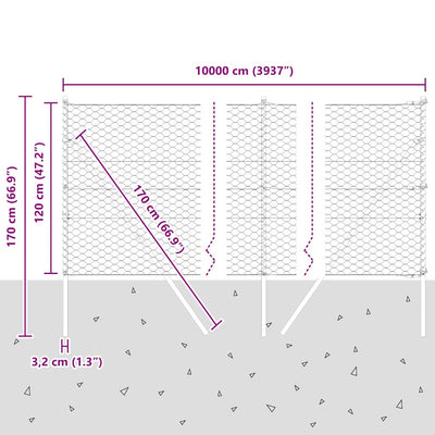 Aita paalujen kanssa Hopea 1.2 x 100 m