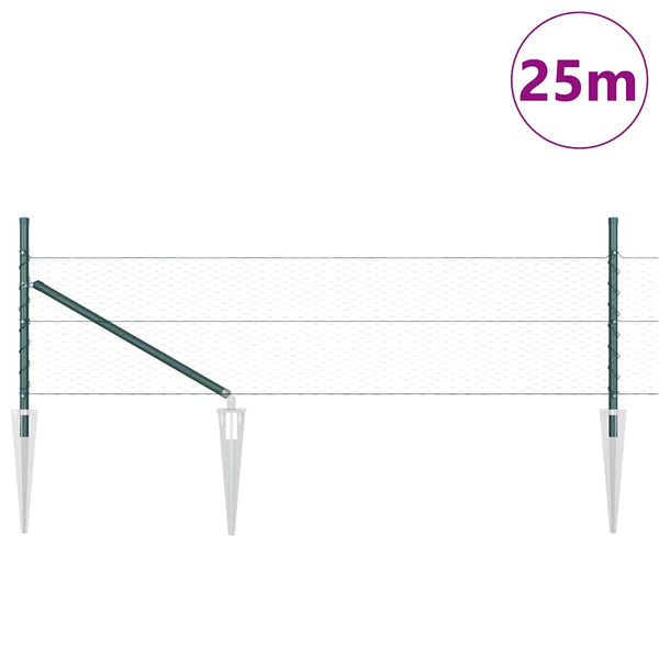 Kuusikulmainen aita pylväällä 25 x 0,5 m PVC-pinnoitettu teräs