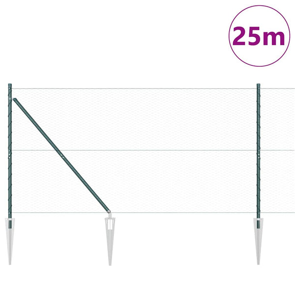 Kuusikulmainen aita pylväällä 25 x 1,2 m PVC-pinnoitettu teräs