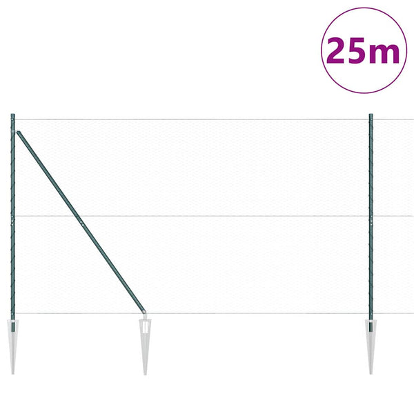 Kuusikulmainen aita pylväällä 25 x 1,5 m PVC-pinnoitettu teräs