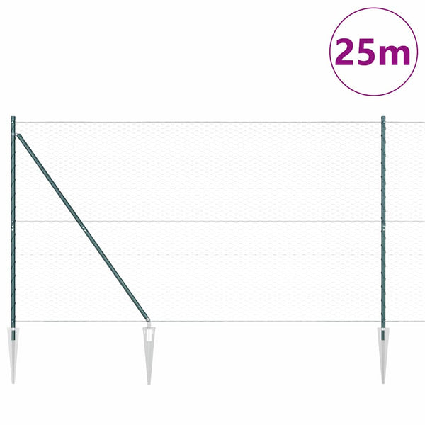 Kuusikulmainen aita pylväällä 25 x 1,5 m PVC-pinnoitettu teräs