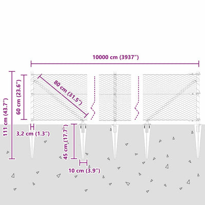 Aita paalujen kanssa Vihreä 0.6 x 100 m