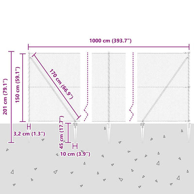 Aita paalujen kanssa Harmaa 1.5 x 10 m