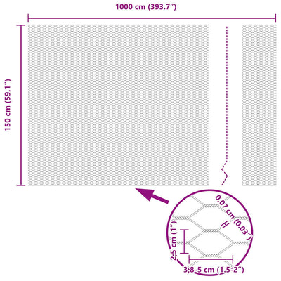 Aita paalujen kanssa Harmaa 1.5 x 10 m