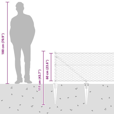 Aita paalujen kanssa Harmaa 0,6 x 25 m