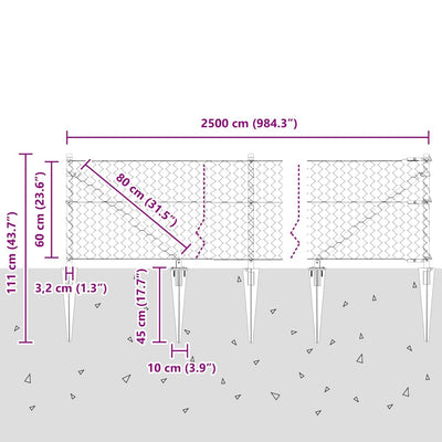 Aita paalujen kanssa Harmaa 0,6 x 25 m