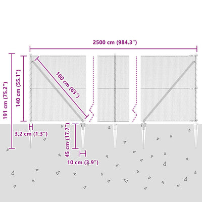 Aita paalujen kanssa Harmaa 1.4 x 25 m