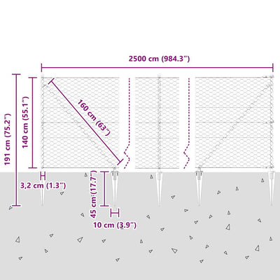 Aita paalujen kanssa Harmaa 1.4 x 25 m