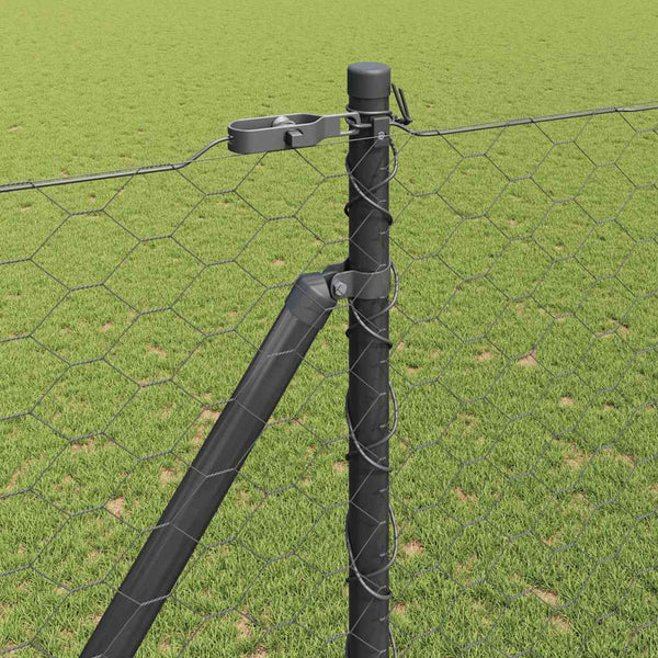 Kuusikulmainen aita pylväällä 25 x 1,5 m PVC-pinnoitettu teräs