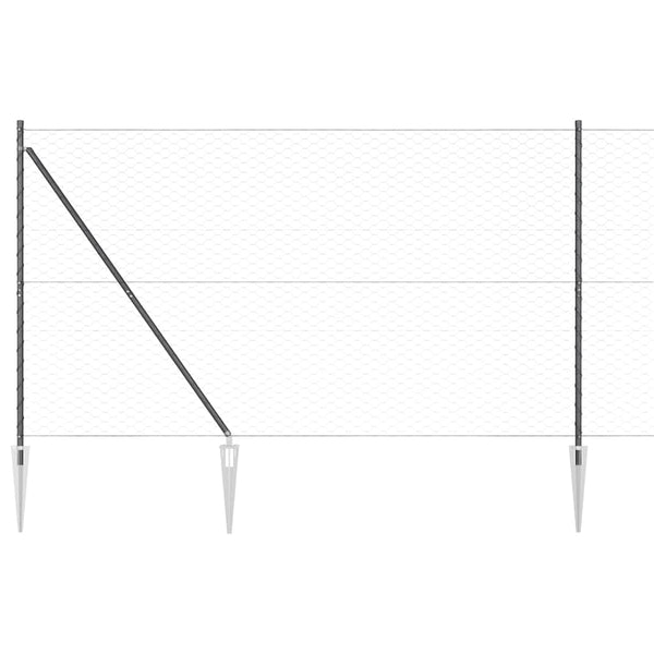 Kuusikulmainen aita pylväällä 25 x 1,5 m PVC-pinnoitettu teräs