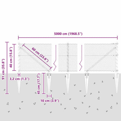 Aita paalujen kanssa Harmaa 0.4 x 50 m