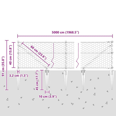 Aita paalujen kanssa Harmaa 0.4 x 50 m