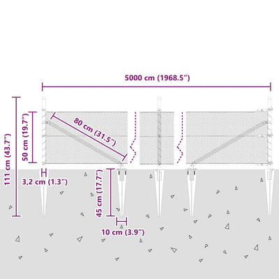 Aita paalujen kanssa Harmaa 0.5 x 50 m