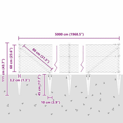 Aita paalujen kanssa Harmaa 0.6 x 50 m