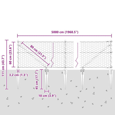 Aita paalujen kanssa Harmaa 0.6 x 50 m