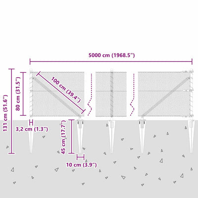 Aita paalujen kanssa Harmaa 0.8 x 50 m