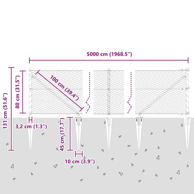 Aita paalujen kanssa Harmaa 0.8 x 50 m