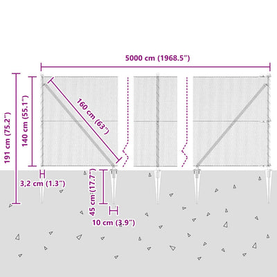 Aita paalujen kanssa Harmaa 1.4 x 50 m