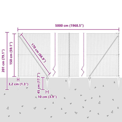 Aita paalujen kanssa Harmaa 1.5 x 50 m
