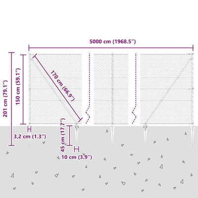 Aita paalujen kanssa Harmaa 1.5 x 50 m