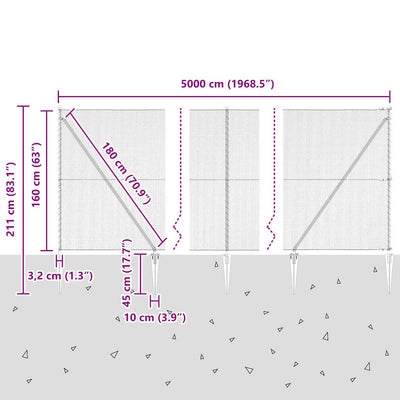 Aita paalujen kanssa Harmaa 1.6 x 50 m