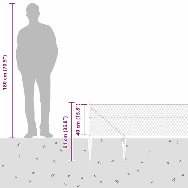 Kuusikulmainen aita pylväällä 100 x 0,4 m PVC-pinnoitettu teräs