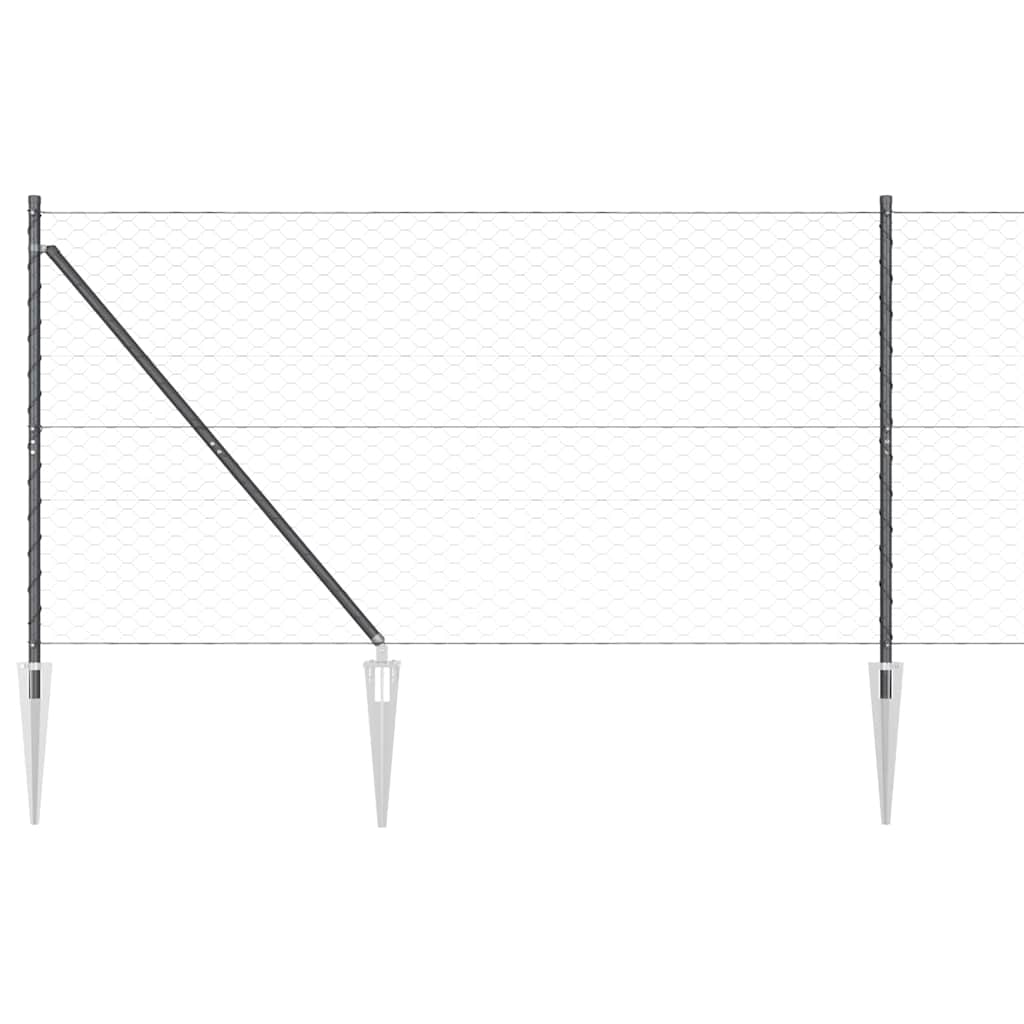 1.2 x 100 m aita paalujen kanssa harmaana