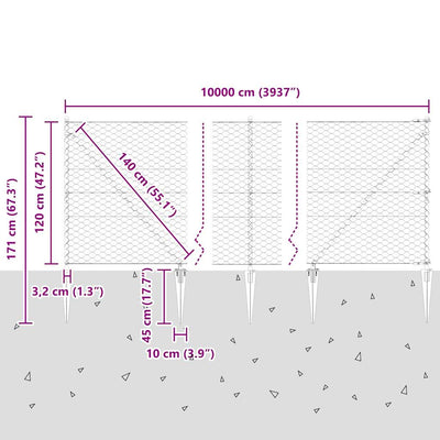 Aita paalujen kanssa Harmaa 1.2 x 100 m